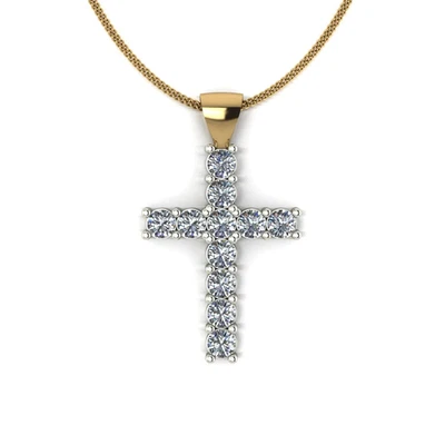 Gold Diamond Pendant GLI HRD Round Cut 1.20 Ct Lab Grown 18k Multi Tone Necklace - Image 1 of 4