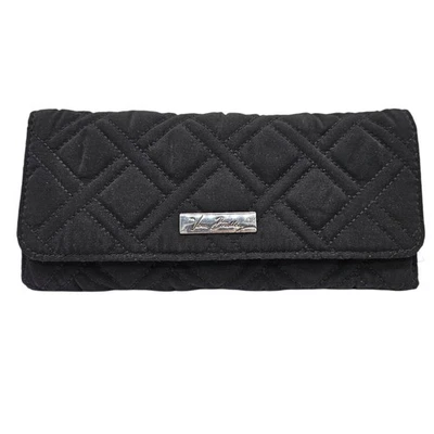 Cartera Vera Bradley Triple Plegable Clásica Acolchada Negra con Interior Patrón Gota de Luna Foto 1 de 4