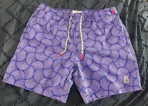 Psycho Bunny Swimsuit Mens Size Large Swim Trunks Purple Geometric Pattern - Picture 1 of 10