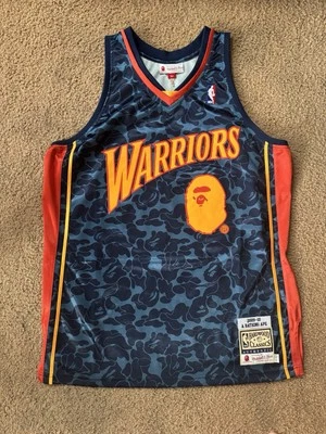 Подлинная баскетбольная футболка BAPE x Mitchell & Ness Warriors ABC темно-синяя - XL 48 - Изображение 1 из 4