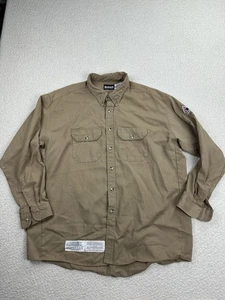 Bulwark FR Men’s Button Shirt Size 2XL Long Sleeve Brown Flame Resistant - Picture 1 of 9
