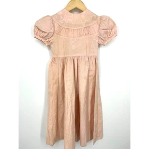 Vintage 1940s Girl's Custom-Made Formal Flower Girl  Dress Peach Moire  - Picture 1 of 13