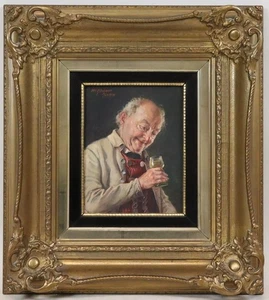 Herr bei der Weinprobe Ölgemälde signiert Otto KIRCHNER (1887-1960) (BK6791) - Bild 1 von 15