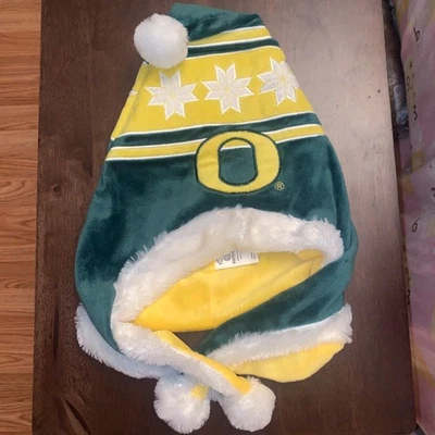 Sombrero de Papá Noel Oregon Ducks Forever Collectibles felpa verde amarillo copos de nieve Foto 1 de 4