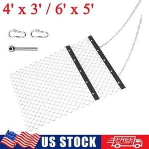Drag Harrow ATV Lawn Rake 4'x3' / 6'x5' Chain Field Drag for Landscape Leveling - Picture 1 of 8