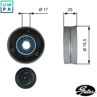 DEFLECTIONGUIDE PULLEY VRIBBED BELT T38059 FOR SKODA VW AUDI A4/S4/Convertible - Image 1 of 4