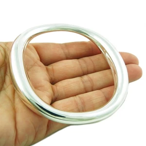 Chunky Bangle Sterling 925 Silver Hallmarked Oval Tube Bracelet for Women - Picture 1 of 7