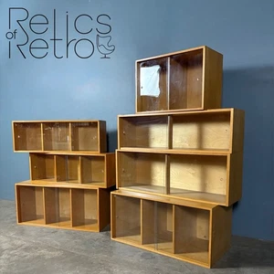 7 x Modular Storage Display Boxes Unix Glass Mid Century Vintage Retro MCM - Picture 1 of 4