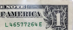 Billete de $1 2021 número de serie de lujo casi radar completo - L 46577264 E - Imagen 1 de 3