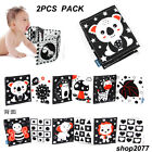 2PCS Black and White Books High Contrast Baby Soft Book Infant Sensory soft book