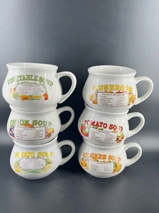 Vtg Ceramic Mug Bowls With Recipes Set Of 6 - Picture 1 of 12