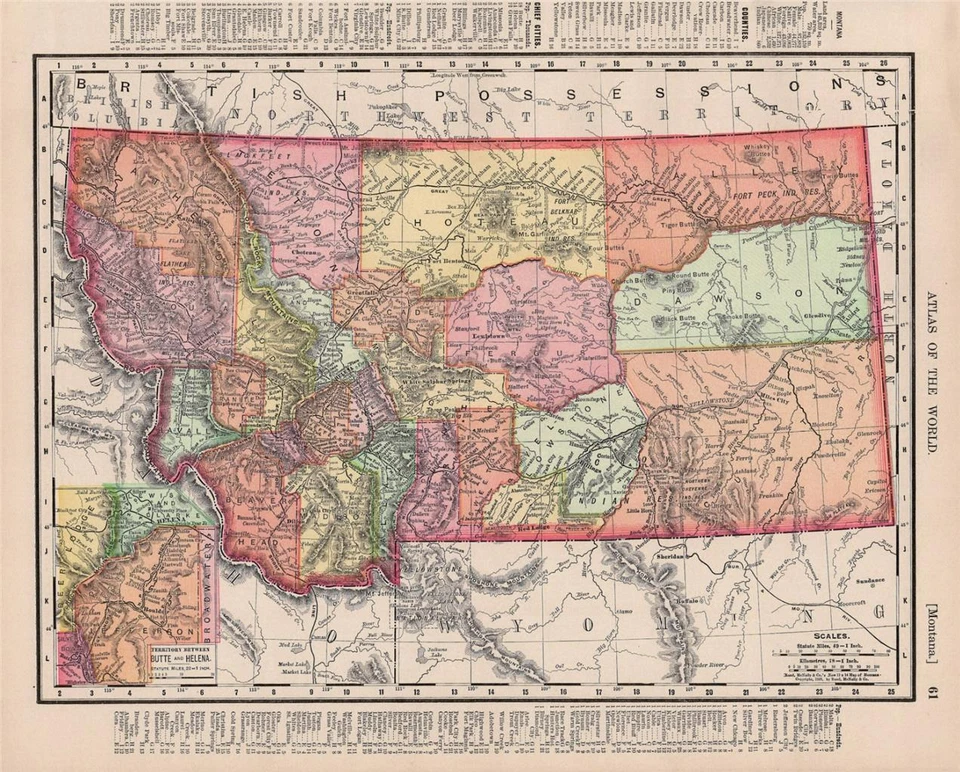1900 ANTIQUE MCNALLY UNRIVALED ATLAS-MAP OF MONTANA - Image 1 of 1