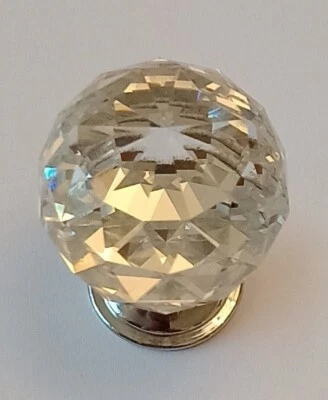 CLEAR CRYSTAL DIAMOND GLASS / DRAWER KNOBS (SET OF 2) - Image 1 of 3