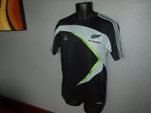 Rare!! ADIDAS NZ All Blacks RUGBY SOCCER Jersy SHIRT MEDIUM mens Zealand Top - Picture 1 of 6