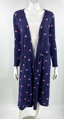 Suéter Cárdigan LuLaRoe Sarah Talla Pequeña Azul Rosa Lunares Bolsillos Laterales Largos Foto 1 de 4