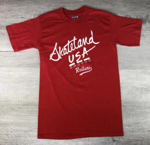 Vintage Skateland USA Rollers Shirt Red Stedman T Made In USA Size Small - Picture 1 of 12