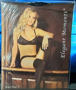 Elegant Moments Style 1719 Black Opaque Thigh Hi OSFM 90-160lb. - Picture 1 of 2