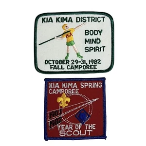 Vtg 1982 BSA Boy Scouts Patch Lot of 2 Kia Kima District Spring Fall Camporee - Picture 1 of 5