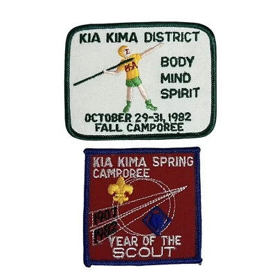 Vtg 1982 BSA Boy Scouts Patch Lot of 2 Kia Kima District Spring Fall Camporee - Image 1 of 4
