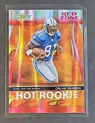 Calvin Johnson 2007 Score Select Red Zone Hot Rookie RC #23/25 NFL HOF Lions - Image 1 of 4