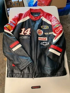 NASCAR Tony Stewart Sprint Cup Series Leather Jacket - Men’s XL Sponsor Patches - Picture 1 of 10