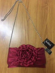 Sabini Evening Red Rose Clutch Purse Brand New With Tags & Extra Strap Formal - Picture 1 of 8