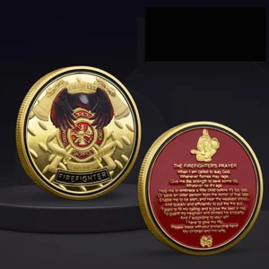 Commemorative Prayer Challenge Coin Thanksgiving Firefighter (SHIPS FROM USA) - Picture 1 of 3