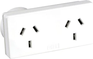 Slimline Double Adaptor, Right Hand, 10A, White, Twin Outlet - Picture 1 of 2