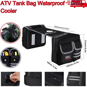 ATV Tank Bag Waterproof Cooler -Saddle Storage for Motorcycle, Snowmobile, Black - Picture 1 of 9