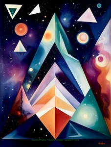 Prismatic Triangles in Space 8.5x11" Photo Print Style Munch/Harker Abstract Art - Picture 1 of 1