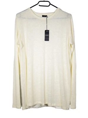 NEW JOSEPH Ecru Round neck SATIN/KNIT BLOUSE Long sleeve | Size M | SILK LINEN - Image 1 of 4