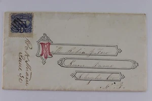 1869 3c Pictorial 114, MS CANCEL, Rock Stream NY/ Monogrammed Area for Addr. - Picture 1 of 3
