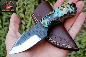Handmade Rail Fixed Blade Small Pocket Knife With Sheath Hunting Knife - 304 - Picture 1 of 5