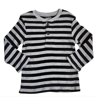 Garanimals black and gray striped Henley style waffle top 5T - Image 1 of 4