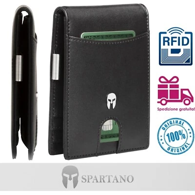 SPARTANO Portafoglio Uomo Slim con Protezione RFID e Clip Banconote - ADE
