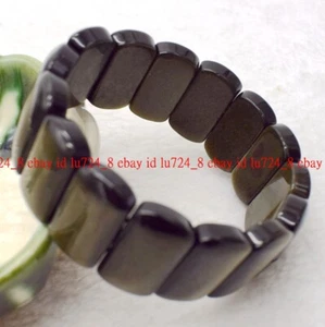 New Pretty Natural 10x20mm Gold Obsidian Gemstone Bangle Manual Bracelet 7.5in - Picture 1 of 12