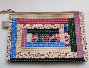 Patchwork Quilted Zip Bag / Cosmetic Bag / Makeup Bag, Multipurpose - Picture 1 of 6