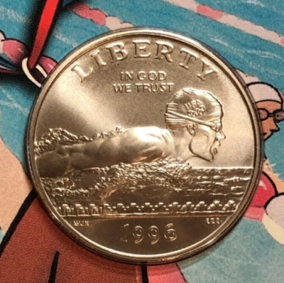 1996 S Olympic Swimming BU Half Dollar Young Collector Edition Series #3 - Image 1 of 4