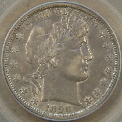 Medio dólar de peluquero 1898-S 50c certificado PCGS XF45 Foto 1 de 4