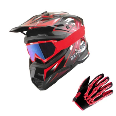 Casco de motocross 1Storm para niños jóvenes estilo carreras juvenil_HF801 + gafas + guantes Foto 1 de 2