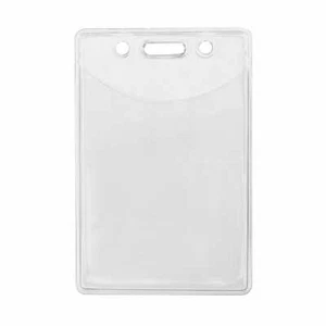 10 - Clear Vinyl Badge Holder - Vertical Plastic Sleeve Protector for Name Card - Picture 1 of 4