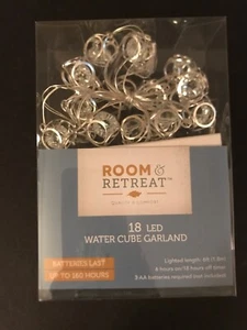 Room & Retreat 18 LED Silver Water Cube Garland / Battery / 160 Hours / W/ Timer - Picture 1 of 5