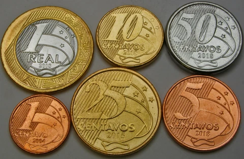BRAZIL 1 Centavo / 1 Real 2004/2018 - Lot of 6 Coins - UNC * Cover