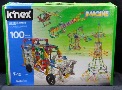 K'NEX 100 MODEL IMAGINE 100 BUILDS BUILDING SET MAYBE COMPLETE OPEN BOX - Image 1 of 4