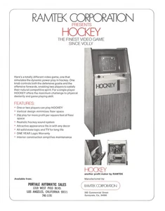 Hockey Ramtek  Video Arcade Flyer / Brochure / Ad -Excellent - Bild 1 von 1