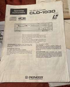 PIONEER CLD-1030 MANUAL FOR INSTRUCTIONS AND OPERATION - Picture 1 of 8