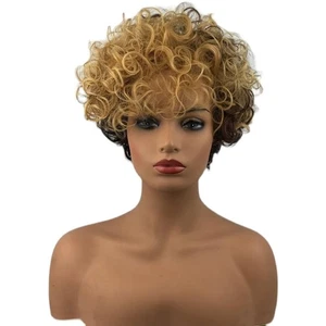 Women's Wig Short Wavy Curly Wig Ladies Hair Fluffy Wig Blonde Black Wigs - Picture 1 of 4