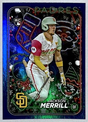 Jackson Merrill 2024 Topps Holiday Blue Foil Rookie #H160 San Diego Padres - Image 1 of 2