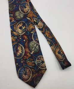 Vintage Corporate Casual di Van Heusen bicicletta bici 100% seta cravatta orologi - Foto 1 di 5