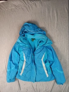 VTG LL BEAN youth Blue Ski Snow Jacket Girls Large (14-16) Hood Removable Liner - Picture 1 of 23